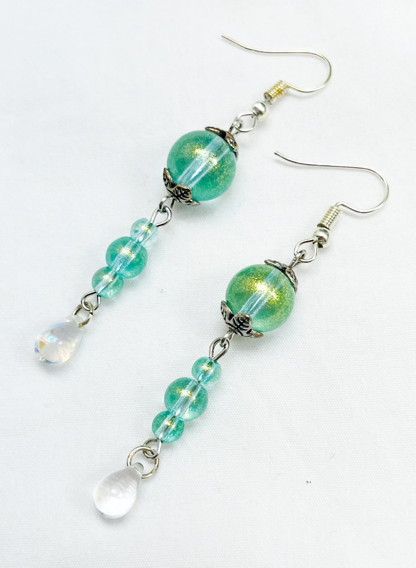 Sparkly Green Teardrops