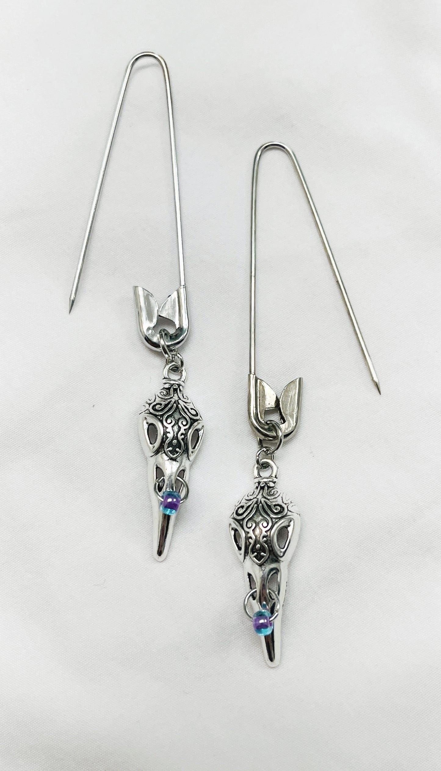 Safety Pinned Raven Skull (Blue/Purple)