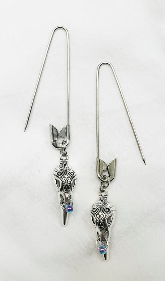 Safety Pinned Raven Skull (Blue/Purple)