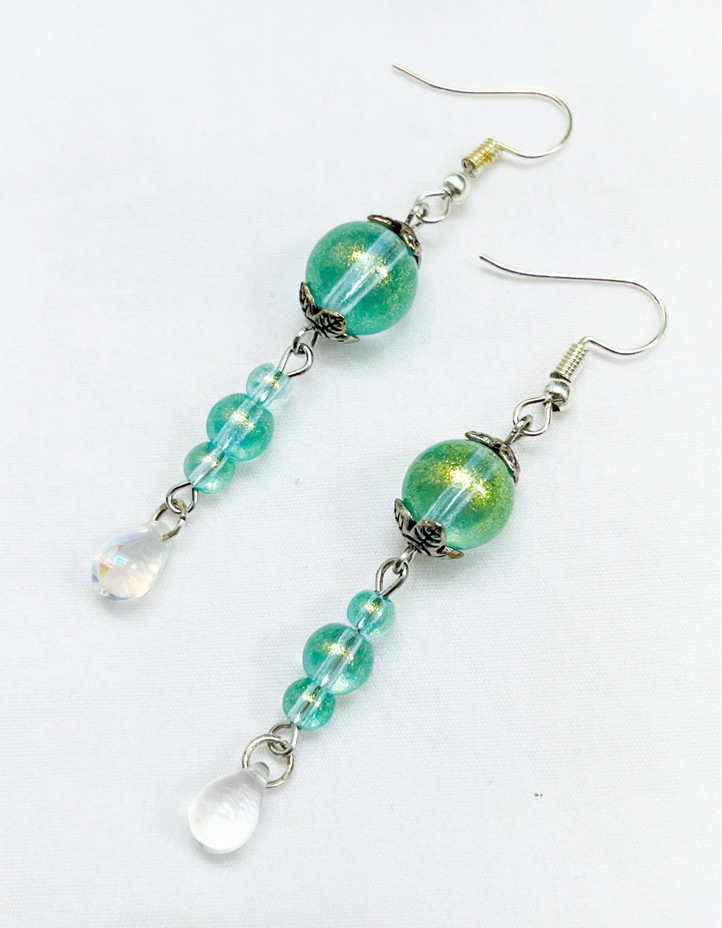 Sparkly Green Teardrops