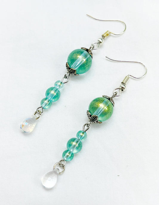 Sparkly Green Teardrops
