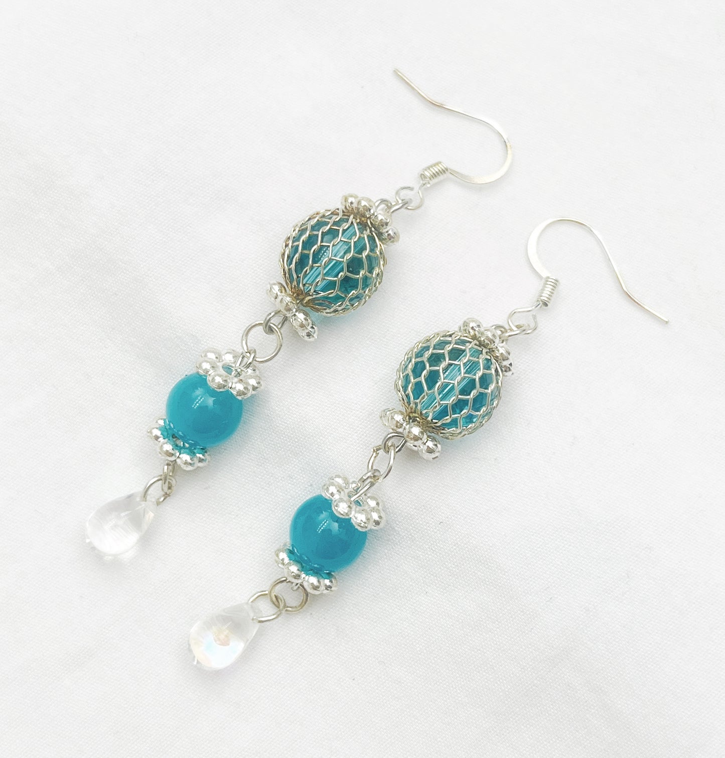 Blue Mesh-Wrapped Teardrops