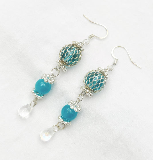Blue Mesh-Wrapped Teardrops