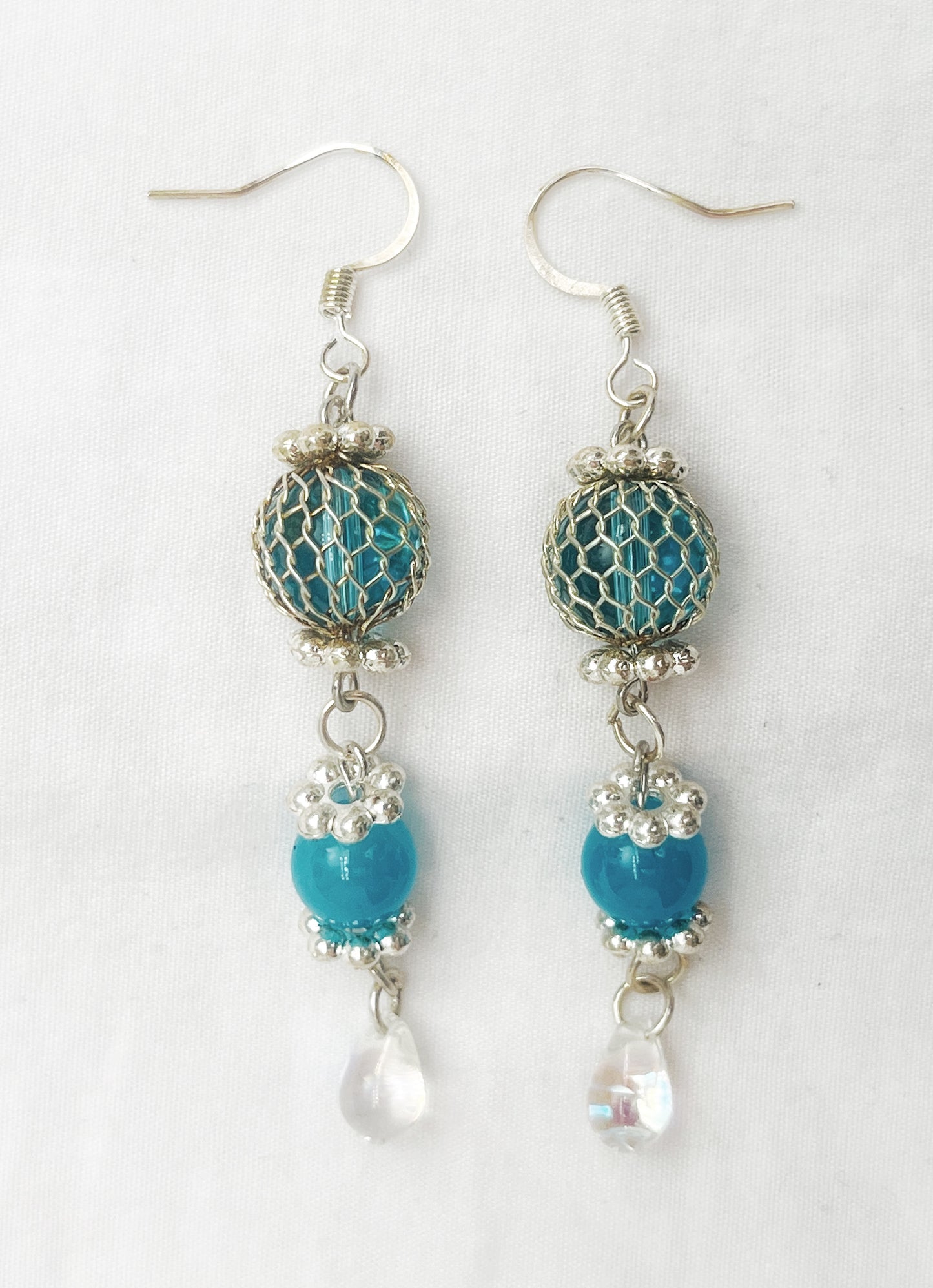 Blue Mesh-Wrapped Teardrops