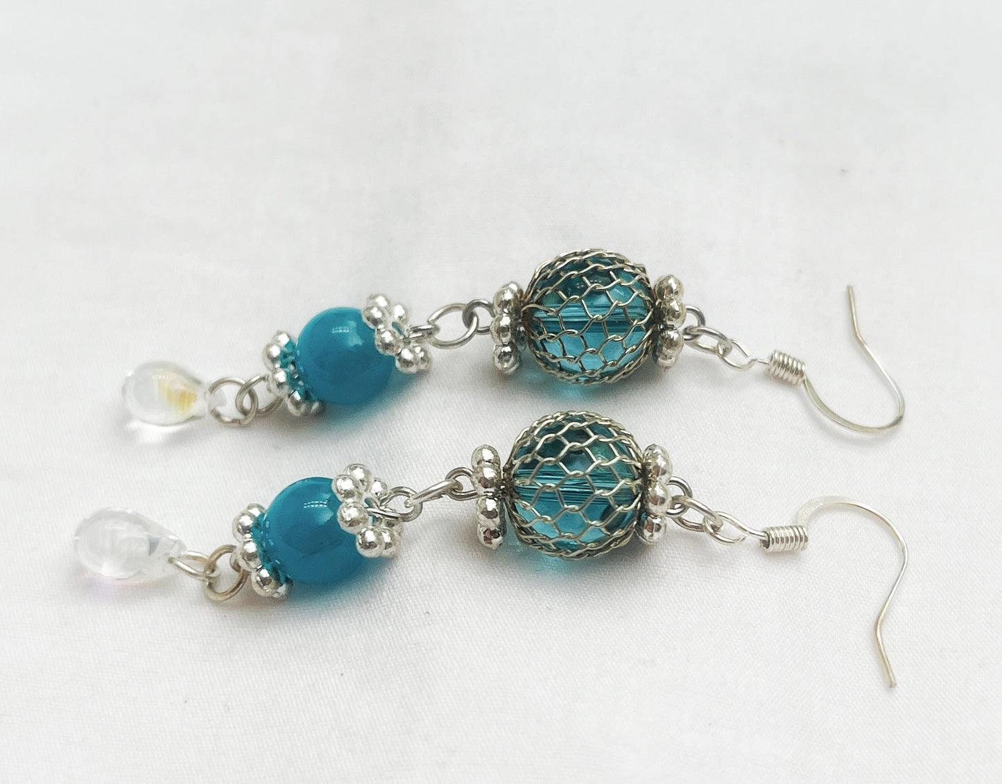 Blue Mesh-Wrapped Teardrops